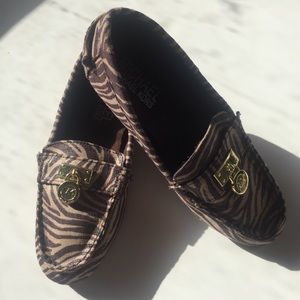 MICHAEL Michael Kors Zebra Print Kids Shoes - Brown and Gold
